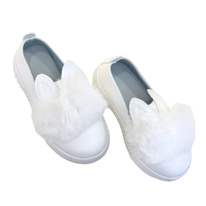 Evie White PomPom Shoes